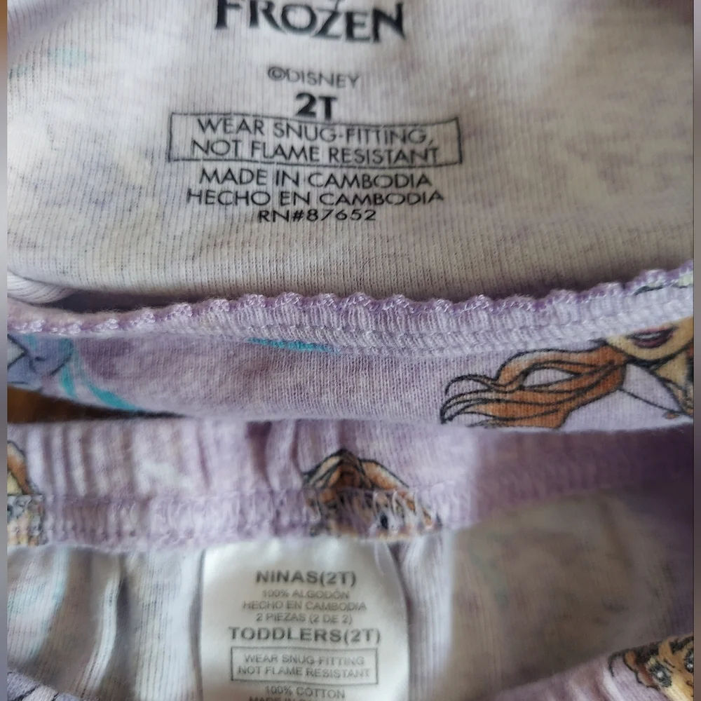 ⭐️5/$30 Frozen pajamas with Elsa and Anna, size 2T. Purple